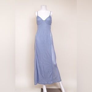 Vintage S/S 1994 Calvin Klein Collection Blue Midi Dress Runway 90s Minimalist